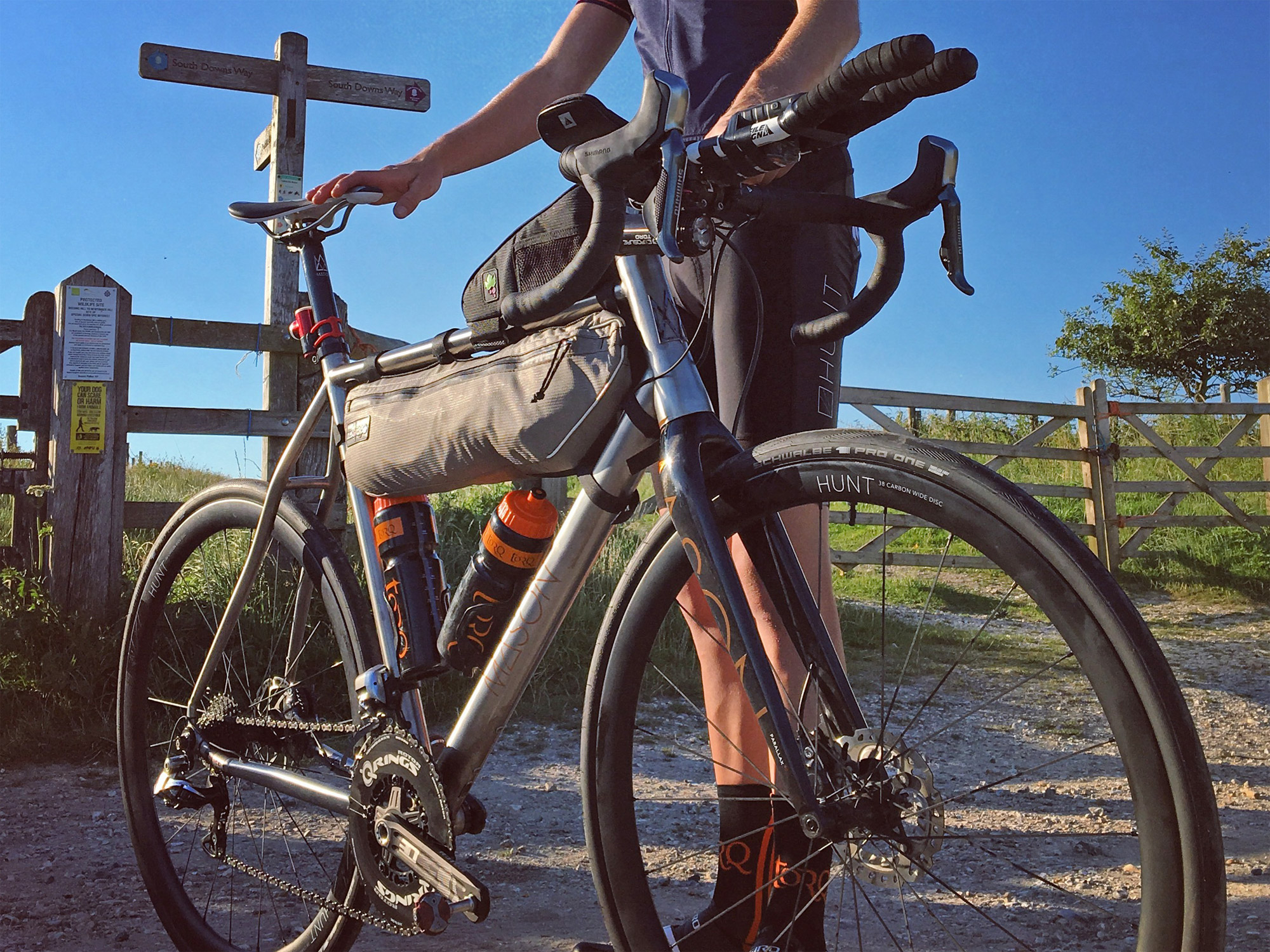 Mason Bokeh Ti 650b titanium adventure gravel road bike_adventure mode front