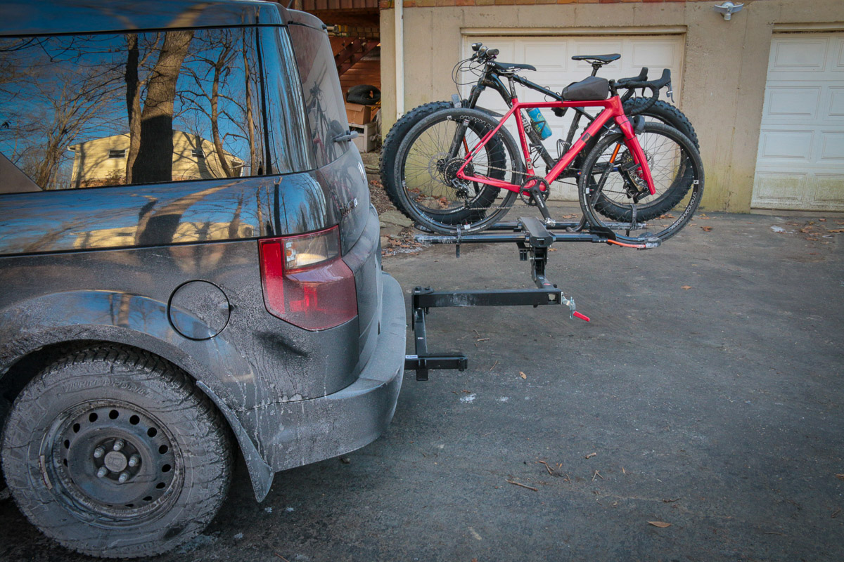 Hitch Swings Pt. 2: RockyMounts Backstage two bike swing away platform rack