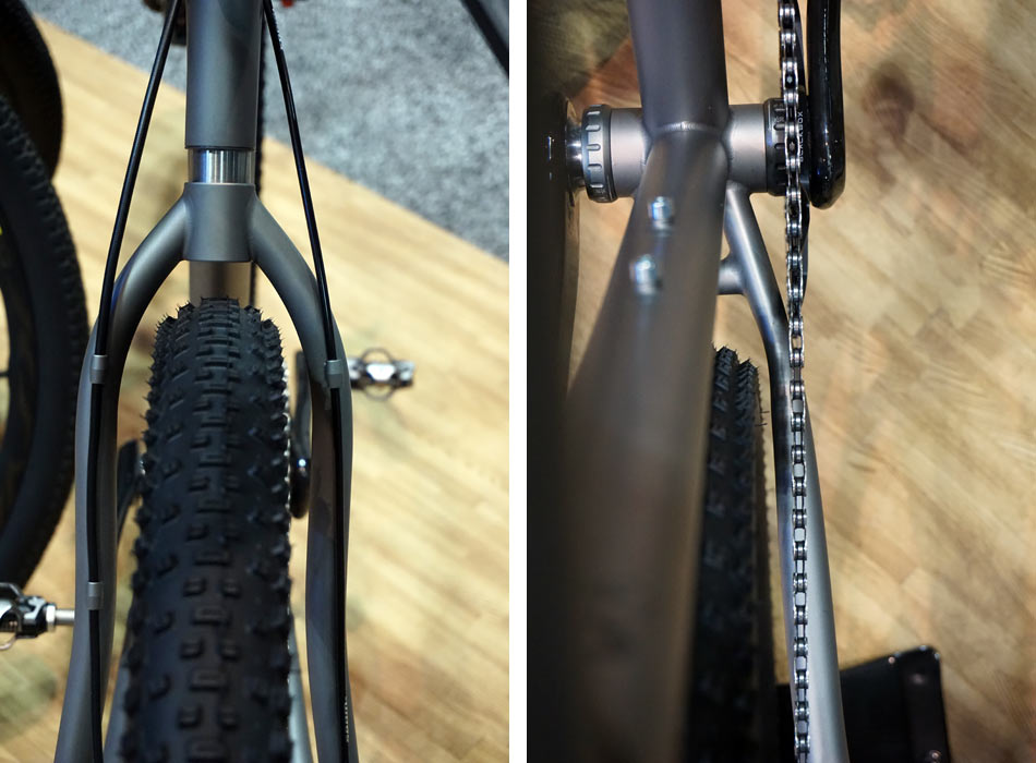 prototype moots softail gravel road bike with short travel rear suspension